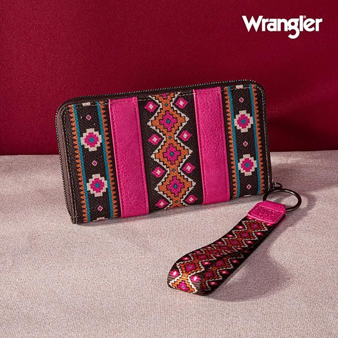 WRANGLER ALL-OVER AZTEC DUAL SIDED CANVAS WALLET