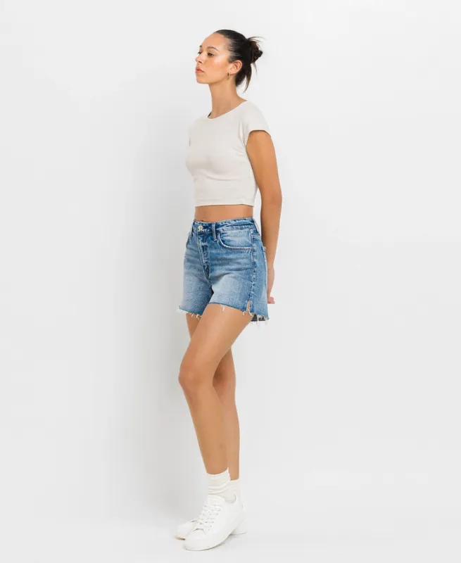 VERVET REBECCA HIGH RISE WAIST CLEAN CUT A LINE SHORTS