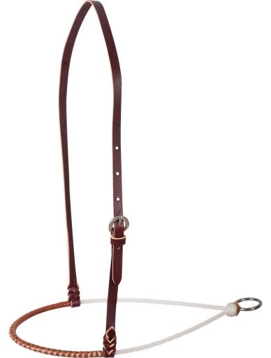 MARTIN SADDLERY SINGLE ROPE NOSEBANDS, 3/16-INCH ROPE WITH HARNESS LEATHER COVER, Size: ONE SIZE