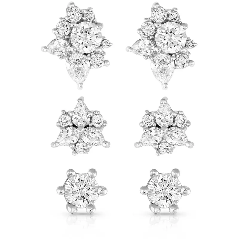 MONTANA SILVERSMITHS TRIPLE PLAY CRYSTAL POST EARRINGS