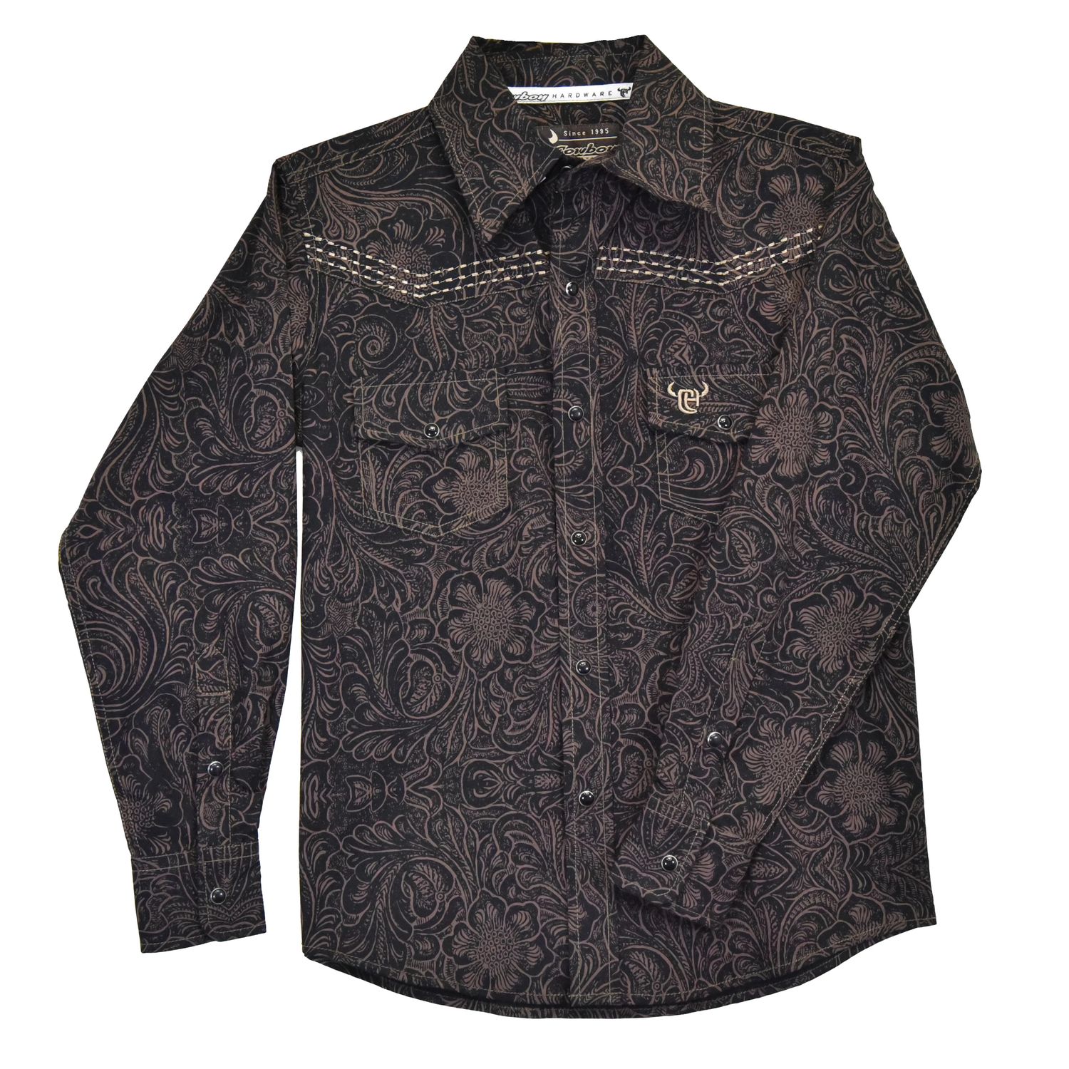 COWBOY HARDWARE TOOLED FLORAL WESTERN SHIRT