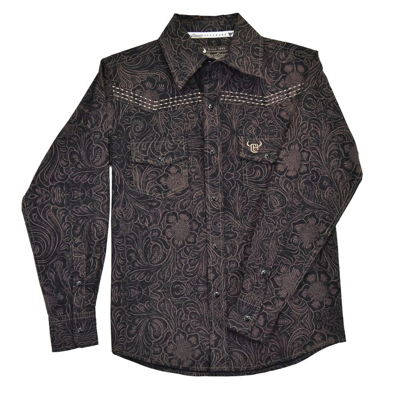 COWBOY HARDWARE TOOLED FLORAL WESTERN SHIRT