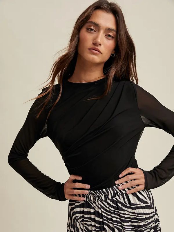 RUCHED MESH BODYSUIT