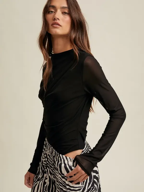 RUCHED MESH BODYSUIT