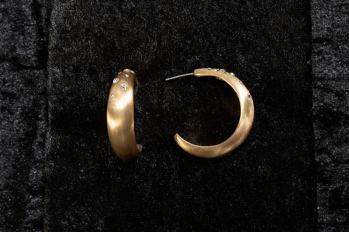 GOLD CRYSTAL HOOP EARRINGS