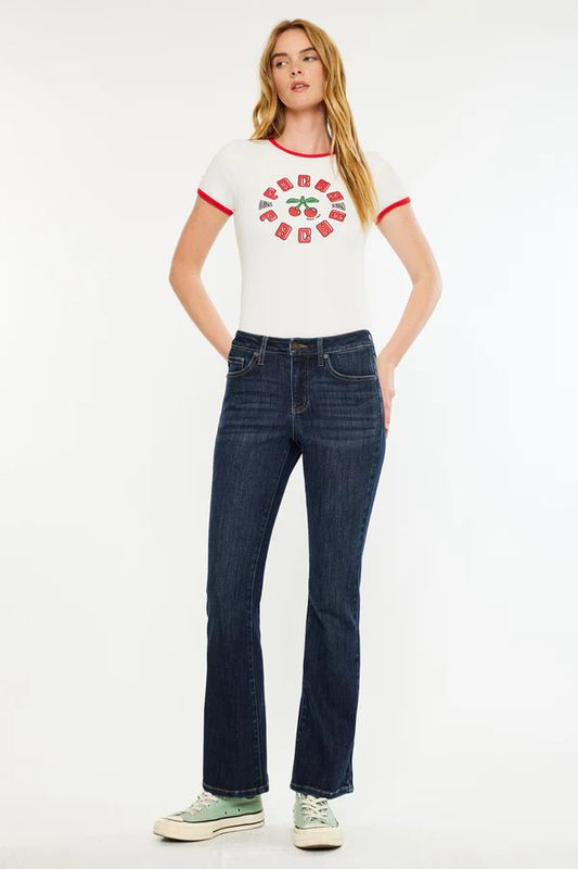 KANCAN ILLYA MID RISE BOOTCUT JEAN, PETITE