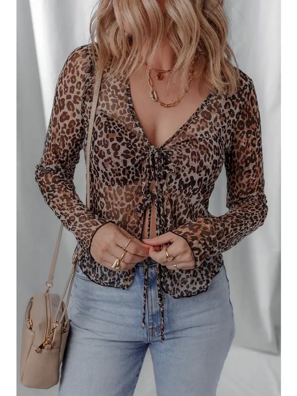 LEOPARD MESH BLOUSE