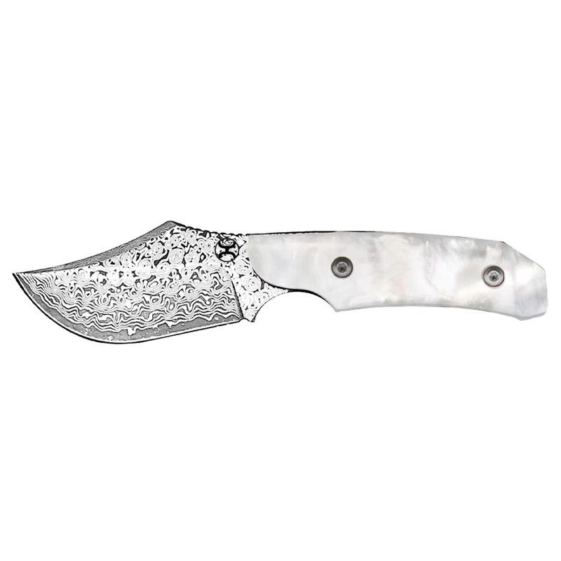 HOOEY "DOMINO" WHITE SKINNER W/DAMASCUS BLADE