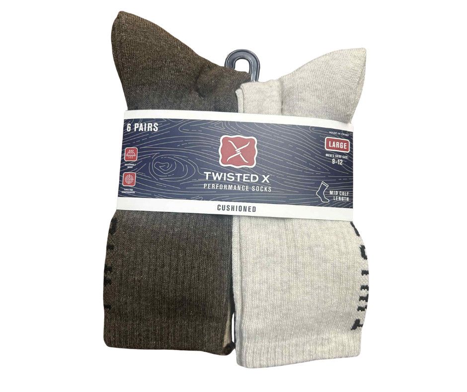 TWISTED X PERFORMANCE CUSIONED CREW SOCKS