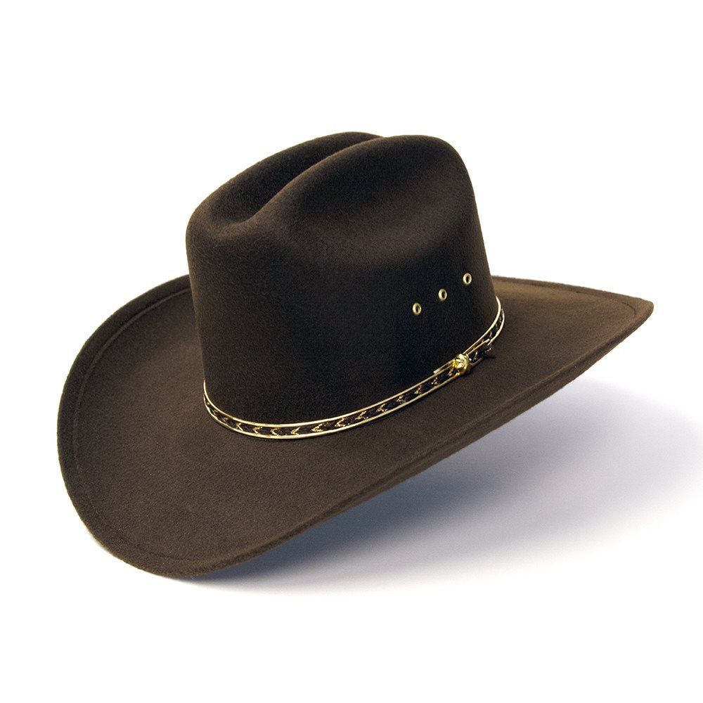 BROWN FELT FINISH WESTERN CATTLEMAN HAT