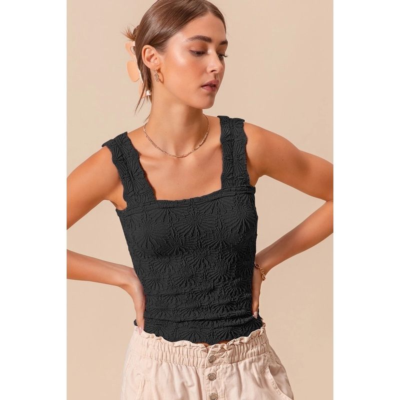 FLORAL JACQUARD SEAMLESS TANK TOP