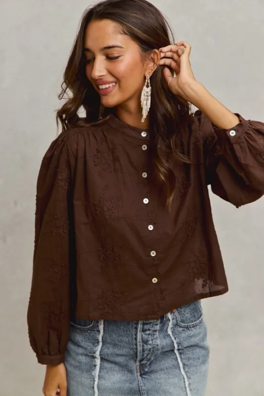 FLORAL WOVEN FRONT BUTTON SHIRT