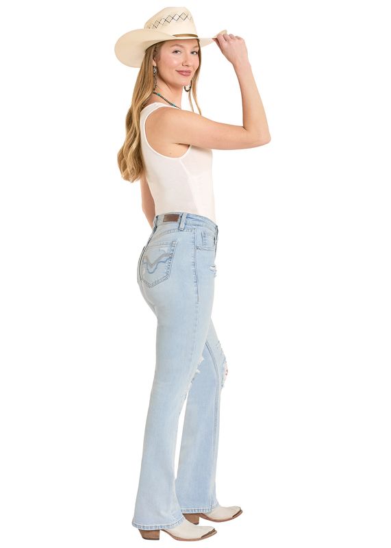 ROCK &amp; ROLL DISTRESSED HIGH RISE BOOTCUT JEAN