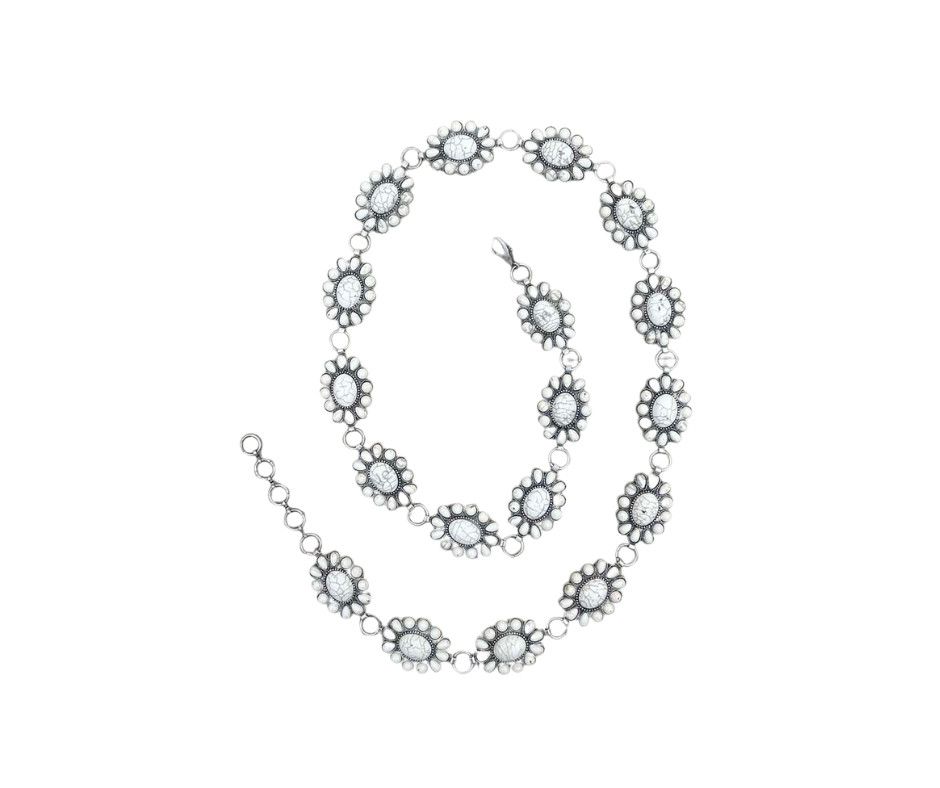 WHITE CONCHO ADJUSTABLE CHAIN BELT