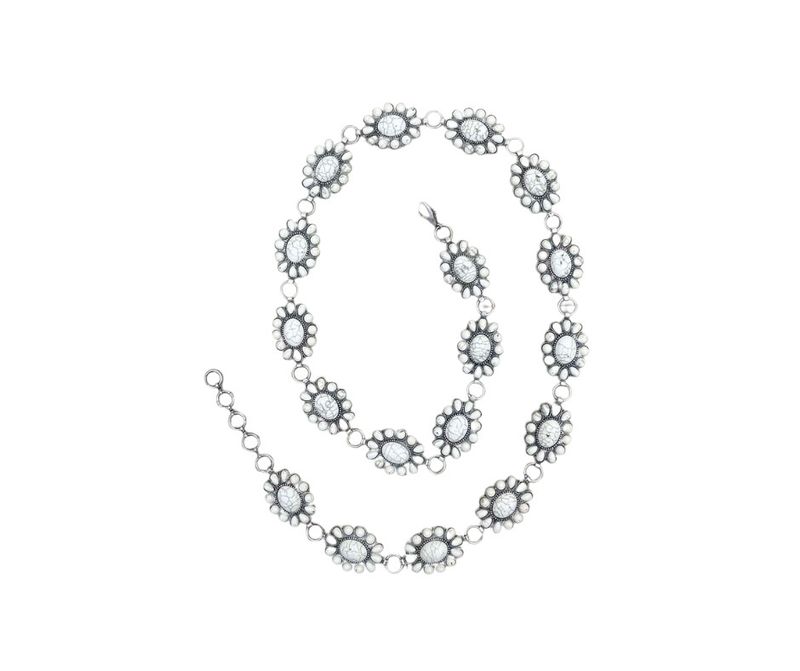 WHITE CONCHO ADJUSTABLE CHAIN BELT