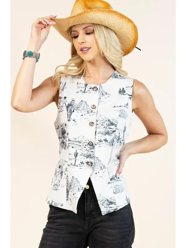 CAROLINE WESTERN LIFE BUTTON DOWN VEST