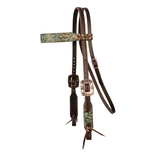PROFESSIONAL'S CHOICE ⅝” TAPERED COPPER EMERALD BROWBAND HEADSTALL