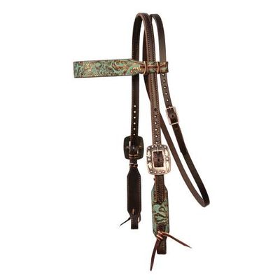 PROFESSIONAL'S CHOICE ⅝” TAPERED COPPER EMERALD BROWBAND HEADSTALL