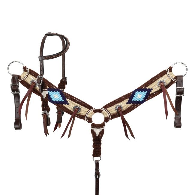 SHOWMAN PONY HIGH DESERT MOHAIR ONE EAR HEADSTALL &amp; BREASTCOLLAR SET