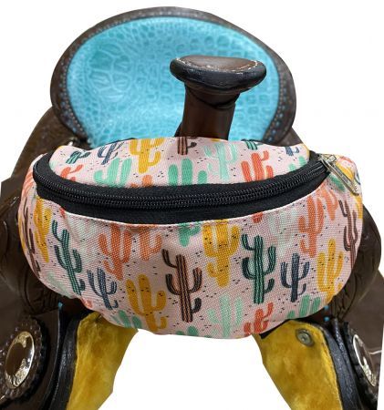 SHOWMAN SADDLE POUCH PINK CACTUS