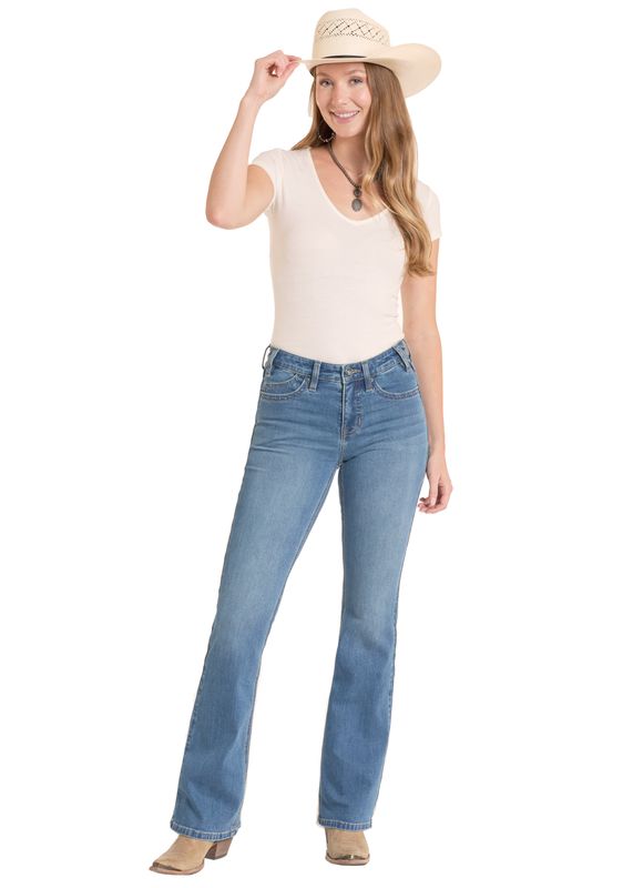 ROCK &amp; ROLL CURVED MID RISE BOOTCUT JEAN
