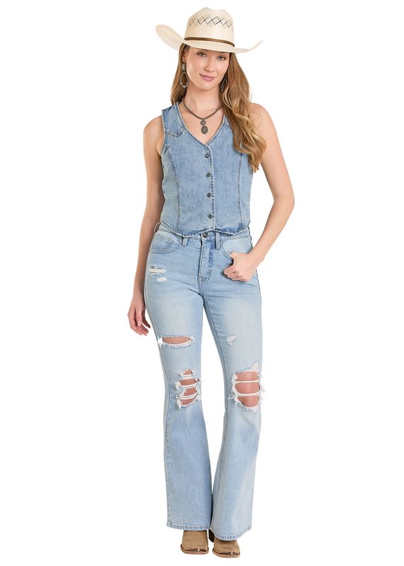 ROCK &amp; ROLL DENIM FINGED VEST