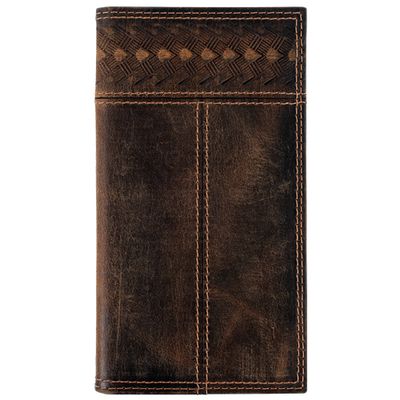 JUSTIN GENUINE OILED LEATHER RODEO WALLET SOUTHWESTERN EMBOSS
