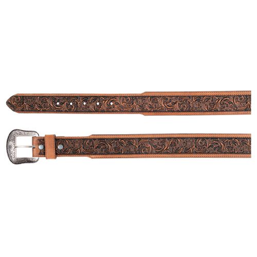 JP WEST GENUINE LEATHER FLORAL TOOLING BELT
