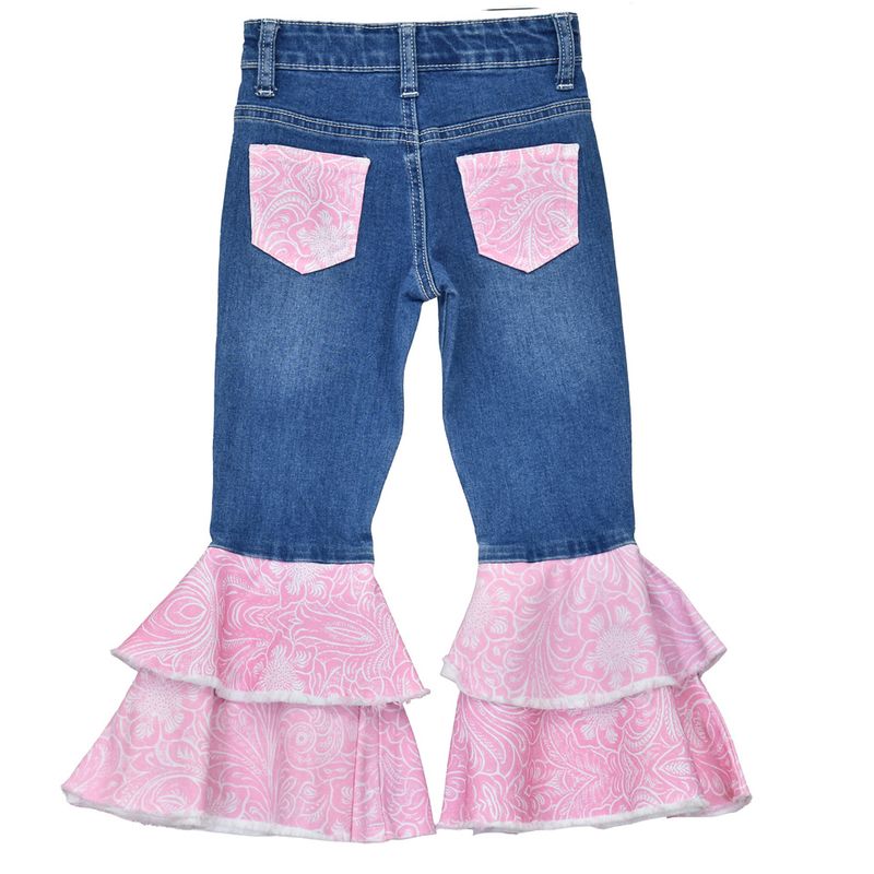 COWGIRL HARDWARE TOOLED FLORAL DOUBLE RUFFLE JEAN