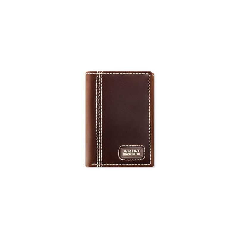 ARIAT WORK TRIPLE STITCH TRIFOLD WALLET