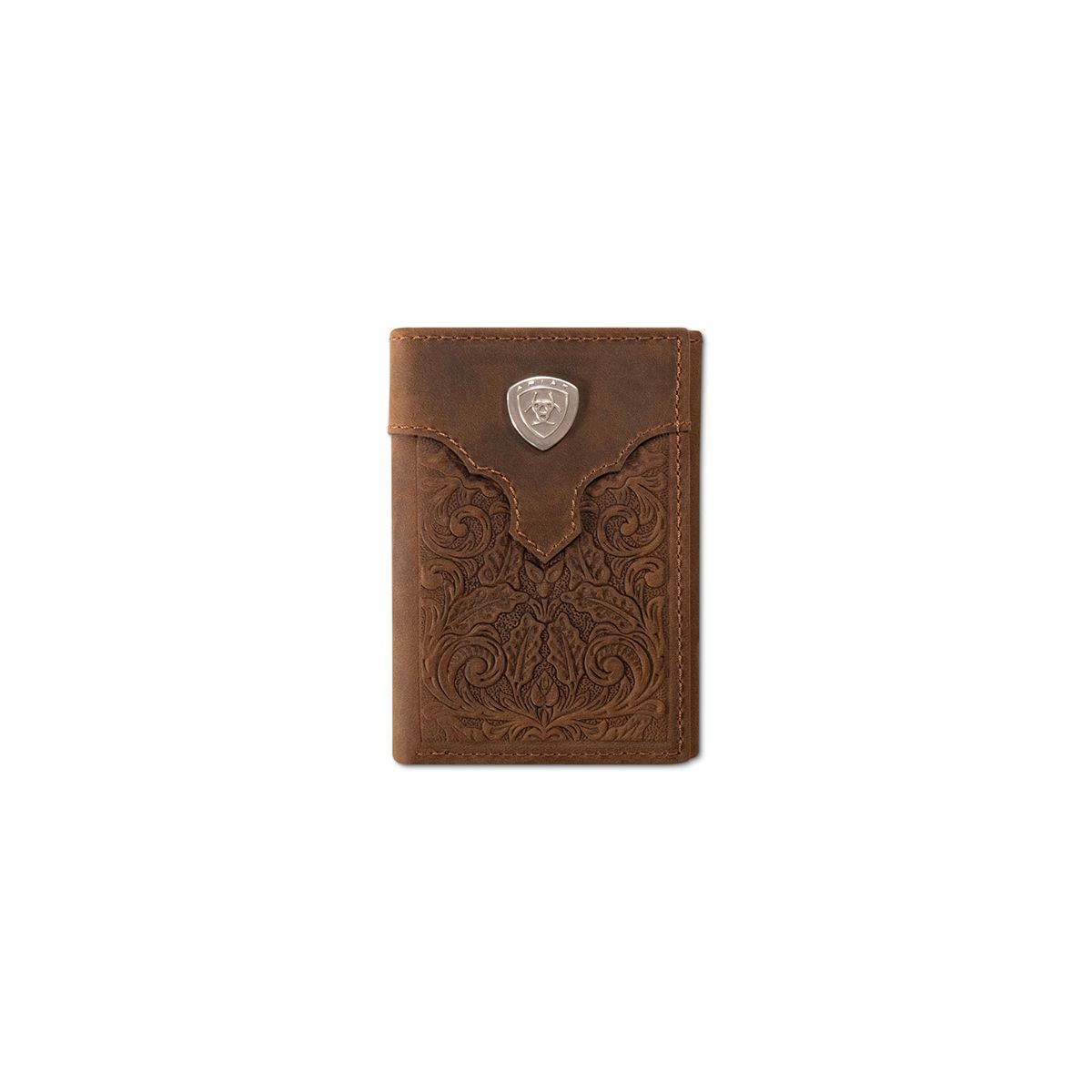 ARIAT SCROLL EMBOSSED TRIFOLD WALLET
