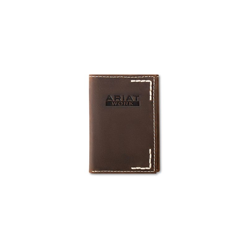 ARIAT WORK THICK STITCH TRIFOLD WALLET