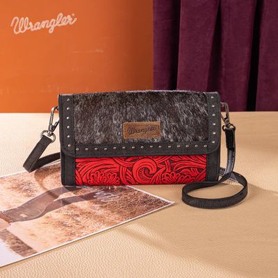 WRANGLER GENUINE COWHIDE WALLET/WRISTLET/CROSSBODY