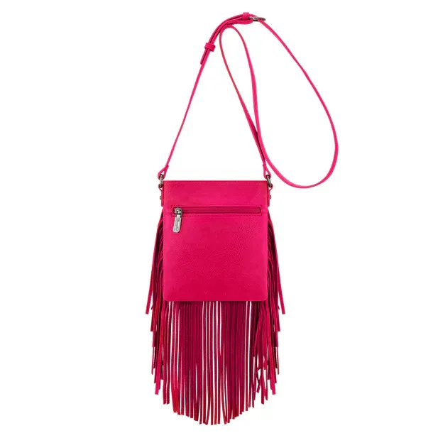 WRANGLER LEATHER FRINGE JEAN DENIM POCKET CROSSBODY
