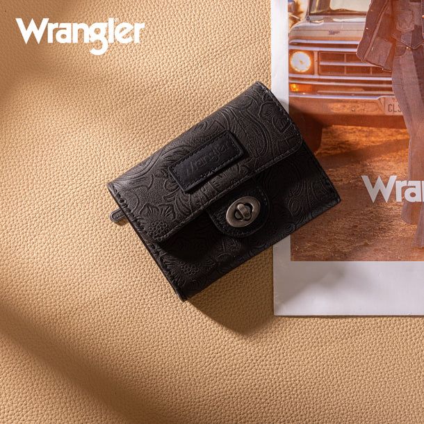WRANGLER FLORAL EMBOSSED RFID TRIFOLD WALLET