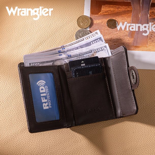 WRANGLER FLORAL EMBOSSED RFID TRIFOLD WALLET