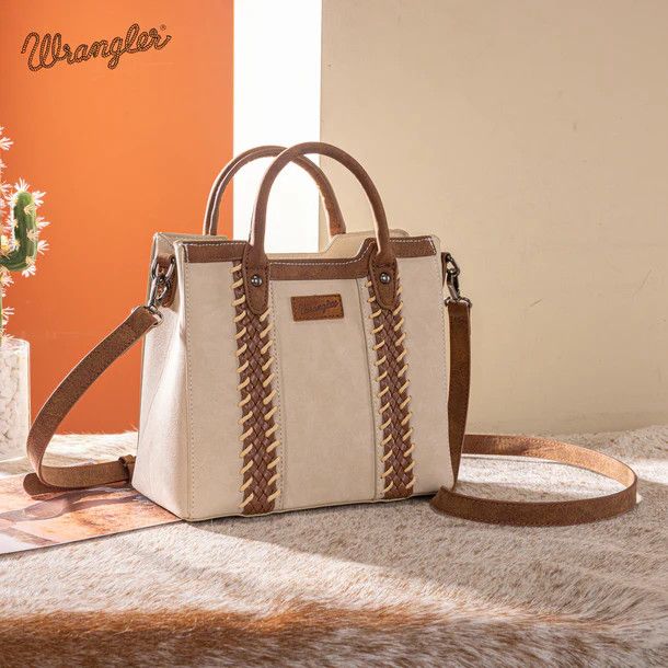 WRANGLER BRAIDED WHIPSTITCH SMALL TOTE/CROSSBODY, Color: BEIGE