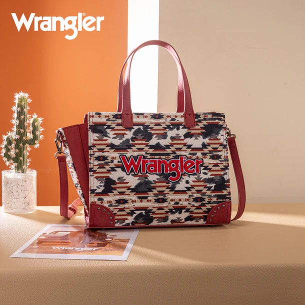 WRANGLER AZTEC TOTE/CROSSBODY, Color: RED