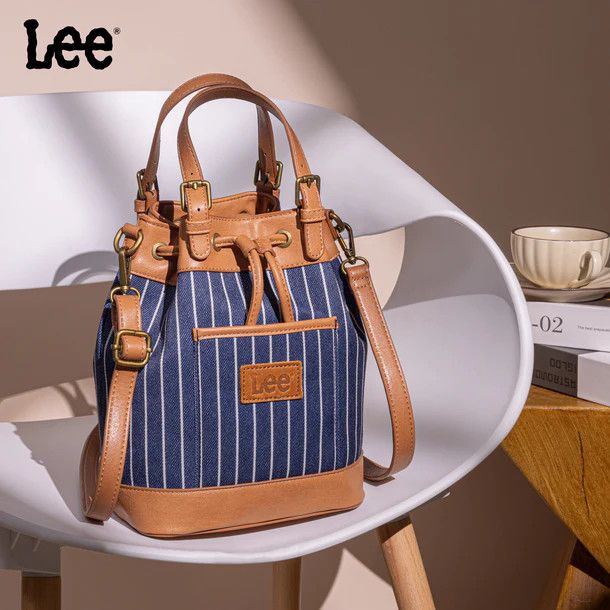 LEE STRIPED DENIM BUCKET BAG/CROSSBODY/CONVERTIBLE BACKPACK, Color: JEAN