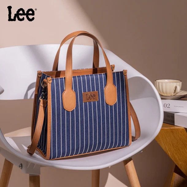 LEE STRIPED CANVAS TOTE BAG/CROSSBODY