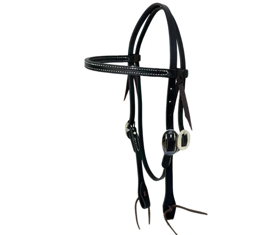 BERLIN LEATHER BLACK STITCHED BROWBAND HEADSTALL
