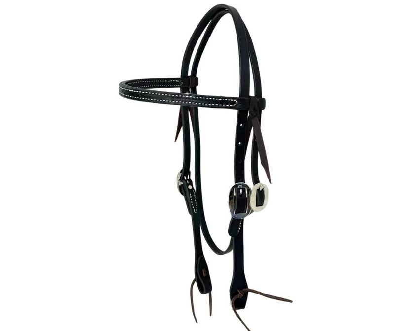 BERLIN LEATHER BLACK STITCHED BROWBAND HEADSTALL