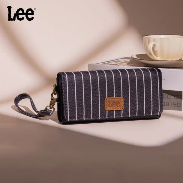 LEE STRIPE TRIFOLD WALLET, Color: BLACK