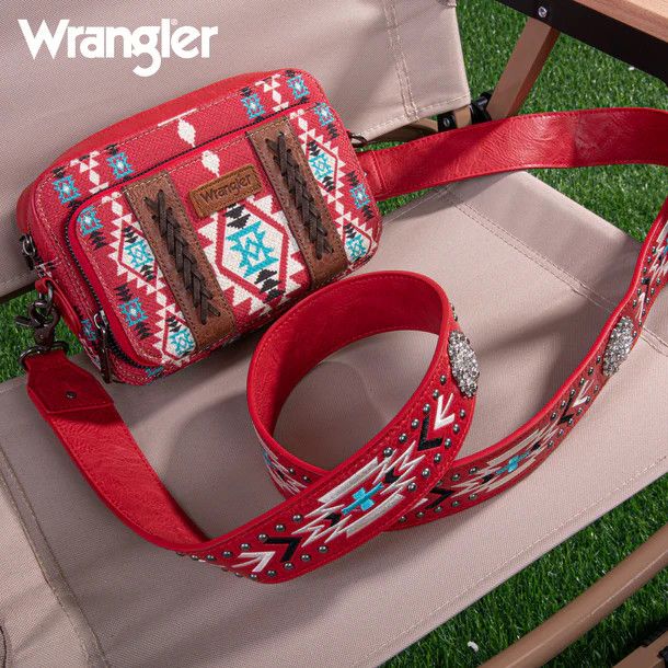 WRANGLER AZTEC CROSSBODY PURSE W/WALLET COMPARTMENT