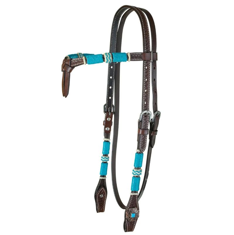 CIRCLE Y TURQUOISE ROUNDUP CHOCOLATE BROWBAND HEADSTALL