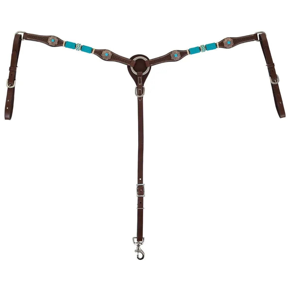 CIRCLE Y TURQUOISE ROUNDUP CHOCOLATE BREASTCOLLAR