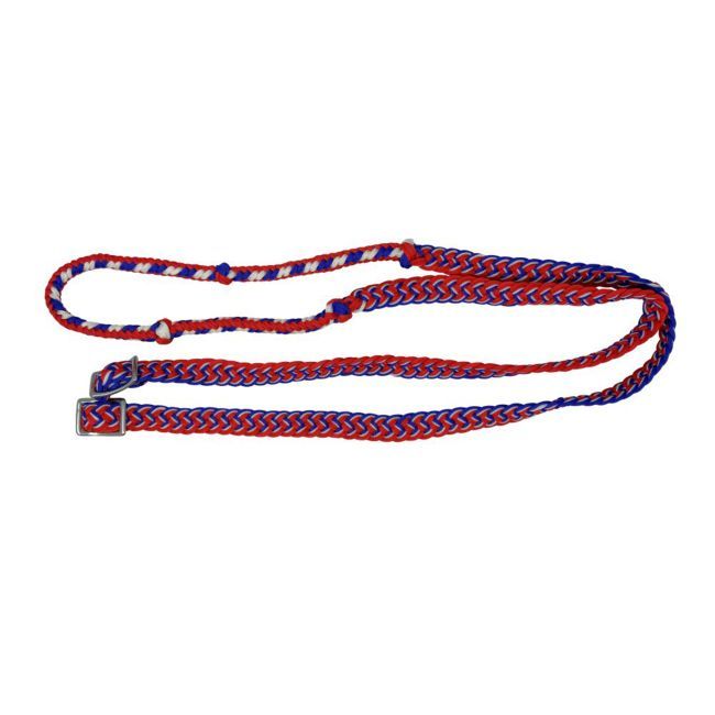 SHOWMAN BRAIDED NYLON BARREL REINS, 7'