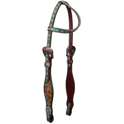 SHOWMAN DESERT BLOOM ONE EAR HEADSTALL AND BREAST COLLAR SET