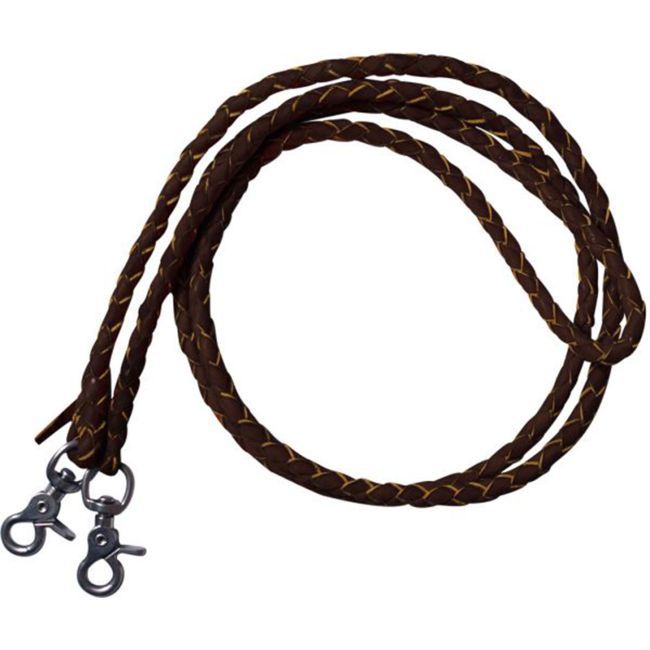 SHOWMAN LEATHER BRAIDED ROPING REINS, 7 FT.