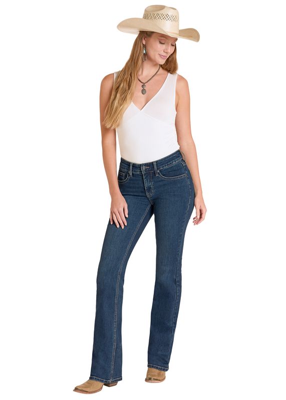 ROCK &amp; ROLL TURQUOISE BOOTSTITCH MIDRISE BOOTCUT JEAN